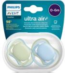Philips Set 2 suzete Philips-Avent SCF085/21, Ultra air pacifier 0-6 luni, Ortodontice, fara BPA (Bej/Albastru) (SCF085/21)