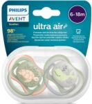 Philips Set 2 suzete Philips-Avent SCF085/60, ultra air pacifier 6-18 luni, Ortodontice, fara BPA, Broscuta/Balena (SCF085/60)