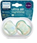 Philips Suzeta Philips-Avent Ultra Air NightTime 0-6luni 2buc Silicon Otodontica Fara BPA Multicolor (SCF376/18)