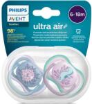 Philips Set 2 suzete Philips-Avent SCF085/61, ultra air pacifier 6-18 luni, Ortodontice, fara BPA, Peste/Calut de mare (SCF085/61)