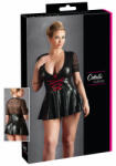 Cottelli Collection Plus Size - fényes ruha piros fűzővel (fekete) (27152011061) - szexshop