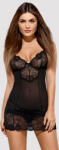 Obsessive Alluria - csipkés hálóing és tanga (fekete) (92930200005) - szexshop