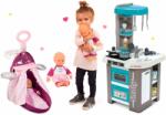 Smoby Set cărucior de înfăşat cu pătuț Natur Baby Nurse Smoby păpuşă 32 cm și bucătărie Tefal Studio (SM220346-4) Papusa