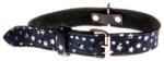 COBBY'S PET Valódi puha bőr nyakörv, sötétkék ezüst csillagokkal 60cm/25mm - cobbyspet