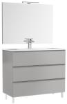 Gala Set mobilier de baie stativ trei sertare, cu lavoar ceramic, oglinda si iluminare, Gala Shona 3C 7918521 (7918521)