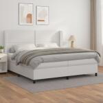 vidaXL fehér műbőr rugós ágy matraccal 200 x 200 cm (3128992)