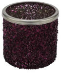 Gehlmann Üveg gyertyatartó, lila glitteres, 11x11x10cm