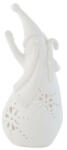 Clayre & Eef Kerámia mécsestartó hóember, fehér, 12x10x26cm (6CE0523)
