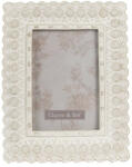 Clayre & Eef Antik fehér virágos képkeret 16x2x21/10x15cm