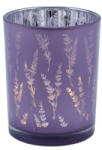 Gehlmann Lila üveg mécsestartó, kívül-belül levendulás, 7x7x8cm (12303026)
