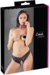Cottelli Collection - csipkés masnis nyitott női bugyi (fekete) (23108131051) - szexshop
