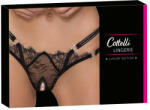 Cottelli Collection - luxus, nyitott, gyűrűs tanga (fekete) (23222501111) - szexshop