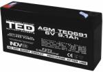 TED Electric Acumulator TED691, AGM VRLA 6V 9, 1A, 151mm x 34mm x h 95mm, F2 (A0058595)