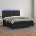 vidaXL Ágy - Fekete Műbőr - 180x200 cm - LED (3135897)
