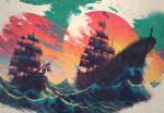 Consalnet Hajók a háborgó tengeren poszter, fotótapéta Vlies (312 x 219 cm) (C1-14609VEXXL)