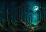 Consalnet Telihold fénye az erdőn keresztül poszter, fotótapéta, Vlies (416 x 290 cm) (C1-14608VEXXXXL)