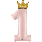 Grabo Balon folie cifra 1 roz pal cu coroana si Princess 117 cm - articole-petreceri - 33,99 RON