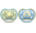  Suzete Ultra Air Philips Avent, 0-6 luni, 2 bucati, Soare si Curcubeu, SCF085/58, Philips