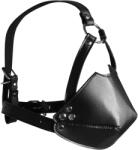 Ouch! Head Harness with Mouth Cover and Solid Ball Gag Black