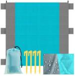 Trizand Összehajtható, vízálló strandpokróc, medencealátét, 242x208 cm, kék-szürke