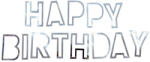 Balloons4party Banner Happy Birthday contur argintiu 16.5 x 11.5 cm