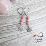Kristály Jóga Shop Rózsaszín rodonit 4 mm-es virágos nemesacél ásvány fülbevaló