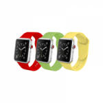 krasscom Set 3 curele din silicon cu conectori pentru Apple Watch 1 / 2 / 3 / 4 series 42 / 44 mm, rosu, galben, verde (CUFIS014)