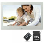 KRASSUS Rama foto digitala din aluminiu 8 inch LCD, 1080p, mp3 player, video player, cu telecomanda, argintiu + card de memorie microSD 16GB si adaptor (DIGIRAM019) Rama foto digitala