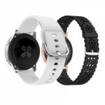 krasscom Set 2 curele pentru ceas, 20mm, pentru Galaxy Watch 6/ 6 Classic, Galaxy Watch 5 Pro 45mm, Galaxy Watch 5, Galaxy Watch 4, Galaxy Watch 3 41mm, Huawei Watch GT, model dantela, negru, alb (CUFIS152)