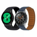 krasscom Set 2 curele pentru ceas, 22 mm, pentru Galaxy Watch 3 45mm, Gear S3 Frontier, Huawei Watch GT 3, Huawei Watch GT 2 46mm, Huawei Watch GT, nylon-negru, piele-albastru (CUFIS144)