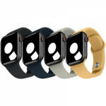 krasscom Set 4 curele Apple Watch Ultra/ 3 / 4 / 5 / 6 / 7 / 8 / SE series 42 / 44 / 45 / 49 mm, silicon, negru, gri, albastru inchis, nuca (CUFIS121)