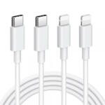krasscom Set 2 cabluri PD de incarcare / transfer date 20W USB Type-C - Lightning compatibile cu Apple/ iPhone/ iPad/ iPod, 1m + 2m, alb (KAYA003)