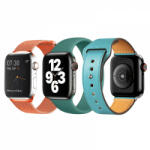 krasscom Set 3 curele Apple Watch 3 / 4 / 5 / 6 / 7 / 8 / SE series 38 / 40 / 41 mm, silicon, piele, otel inoxidabil, portocaliu, albastru, verde (CUFIS136)