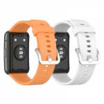 krasscom Set 2 curele pentru Huawei Watch Fit 1, bratara smartwatch din silicon, portocaliu, alb (CUFIS079)