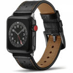 krasscom Curea Apple Watch Ultra/ 3 / 4 / 5 / 6 / 7 / 8 / SE series 42 / 44 / 45 / 49 mm, piele, negru-rosu (FITBAND235)