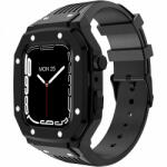 krasscom Curea din silicon pentru Apple Watch 7/ Apple Watch 8 de 45mm cu carcasa metalica, negru (FITBAND241)