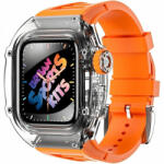 krasscom Curea din silicon pentru Apple Watch 4/ Apple Watch 5/ Apple Watch 6/ Apple Watch SE de 44mm cu carcasa transparenta, portocaliu (FITBAND245)