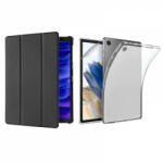KRASSUS Set 3 in 1 pentru Samsung Galaxy Tab A8 10.5 (2021) LTE SM-X205 cu husa carte, husa silicon si folie protectie ecran, negru (SETABK025)