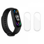 krasscom Set curea smartwatch pentru Mi Band 7 si 2 folii protectie ecran transparente din hidrogel rezistent la zgarieturi, bratara din silicon, negru (HUBAND021)
