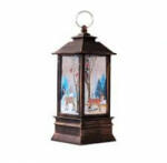 Hechang Mini téli hangulatú dekor lámpa, antik barna színű, szarvas minta, 13 x 5, 5 cm (5995206008323)