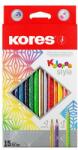 Kores Színes ceruza készlet, háromszögletű, KORES Kolores Style , 15 különböző szín (93310) - irodaszermost
