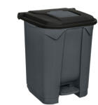 PLANET Szelektív hulladékgyűjtő konténer, műanyag, pedálos, antracit, fekete, 50L (UP226F)