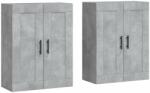 vidaXL Modern Faliszekrény - Beton Szürke - 2 db - 70x34x90 cm (3198045)