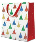 Paw Colorful Christmas Trees papír ajándéktáska medium 20x25x10cm