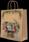 Paw Christmas Fireplace papír ajándéktáska large 26, 5x33, 5x13cm