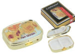 Hanipol Carmani Gyógyszeres fémdoboz osztott műanyag belsővel, tükörrel 5, 5x4x1, 5cm, Van Gogh: Napraforgók