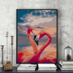 Pictorul Fericit Flamingo Heart - Pictură pe numere - Pictorul Fericit Panza pictura
