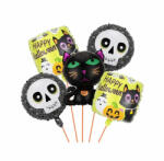 Hlballon Halloween party fólia lufi, 5 db-os szett, fekete macska (5995206006305)