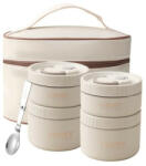 Worthbuy melegen tartó ételdoboz szett 4 részes kanállal , bézs színű, táskában (5995206002703)