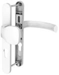 Medos Maner pentru usa PVC, Jowisz, cu sild si buton exterior fix, cu arc, material aluminiu, culoare alb RAL 9016, 92 x 32 mm